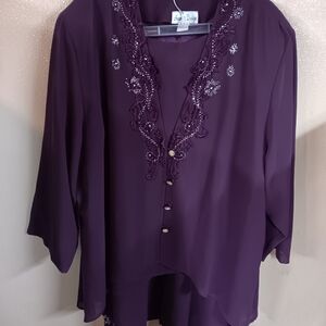 Elegant Purple Embellished 3pc Skirt Set By Hosanna Design Size 4xl